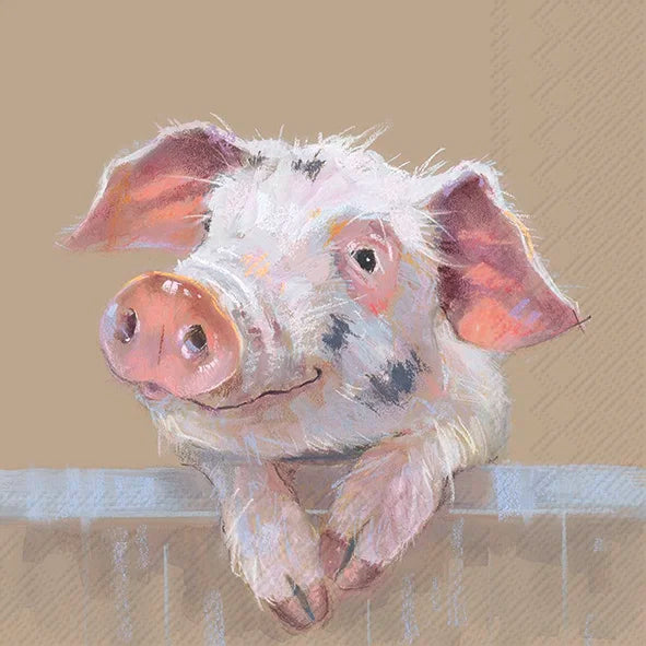 Frokostserviet med gris – 33x33 cm | Pig Ruffy Frokostservietter IHR