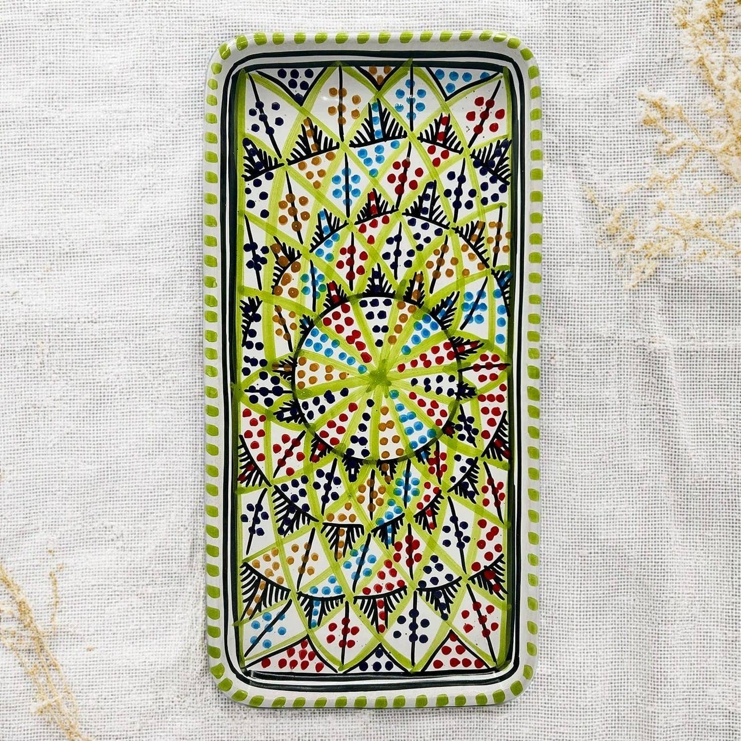 Håndmalet Tunesisk Keramikfad - 33x15 cm Etnico del Mondo