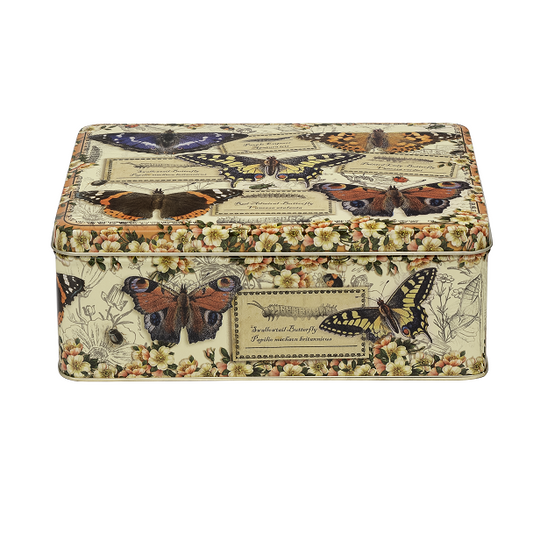 Nostalgi Vintage Opbevaringsdåse - Metal med Sommerfugle & Roser 20x16 cm Køkkenopbevaring Maison Royal Garden