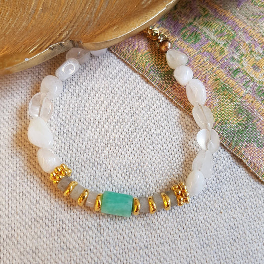 Armbånd amazonit og månesten - Adhya