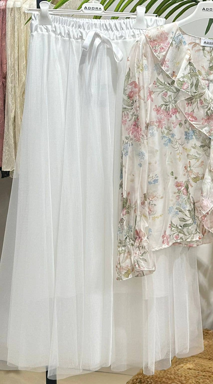 Tylnederdel - Elegant Midi Nederdel ADORA Hvid One-size