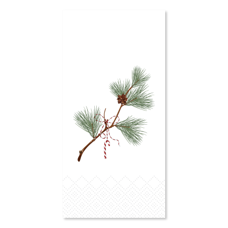 Servietter med fyrregren – Hvid – 40 x 40 cm – 16 stk.