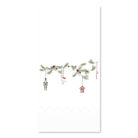 Servietter med ranke – Hvid – 40 x 40 cm – 16 stk.