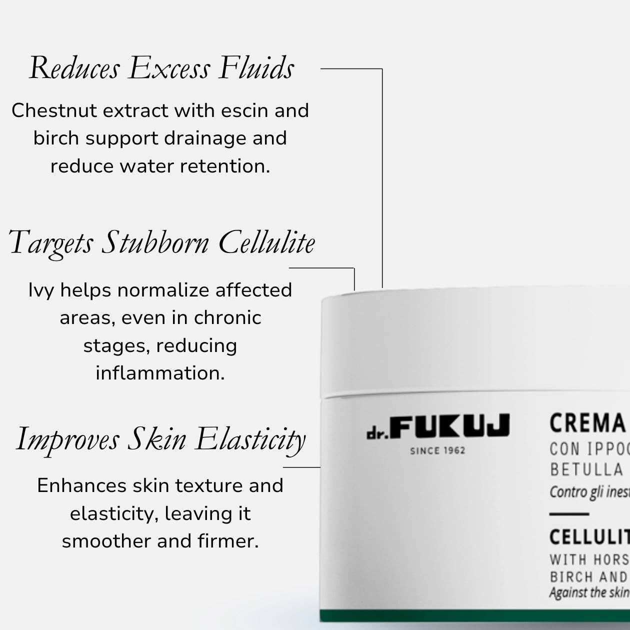 Cellulitecreme med hestekastanje & vedbend – 600 ml | Dr. Fukuj Kropspleje Dr. Fukuj