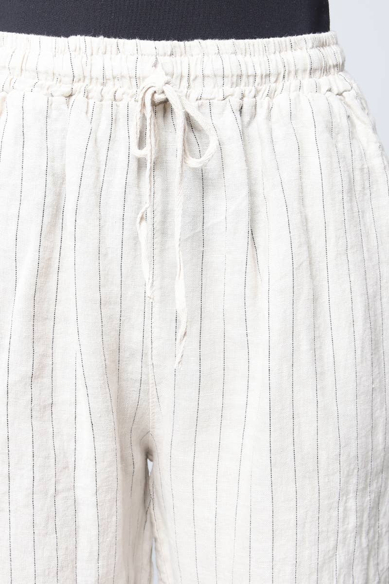 Bukser i 100% Hør Sort Stribet - One Size 38-42 | LÉA & LUC LÉA & LUC