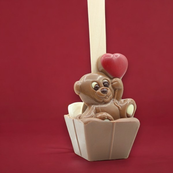 LOVE Krus med Chokolade-Ske Bjørnehjerte - Varm Chokolade Gave ADG Diffusion