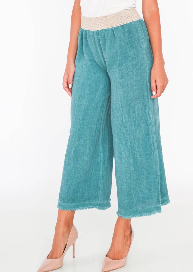 Bomuld & Hør Bukser - Flere Farver LINEN & COTTON HOUSE TURKIS BLÅ