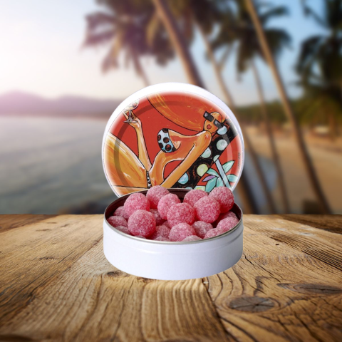 Hindbærpastiller 45g - François Groslière Design i Metalæske Bonbon-France