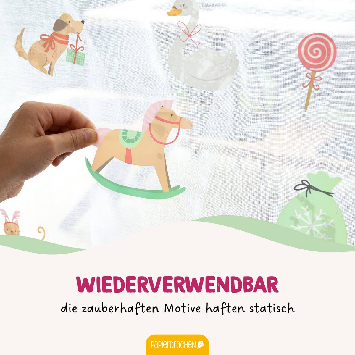 Vinduesklistermærker til jul – Holly Jolly Pink – 6 A4-ark | Papierdrachen Papierdrachen