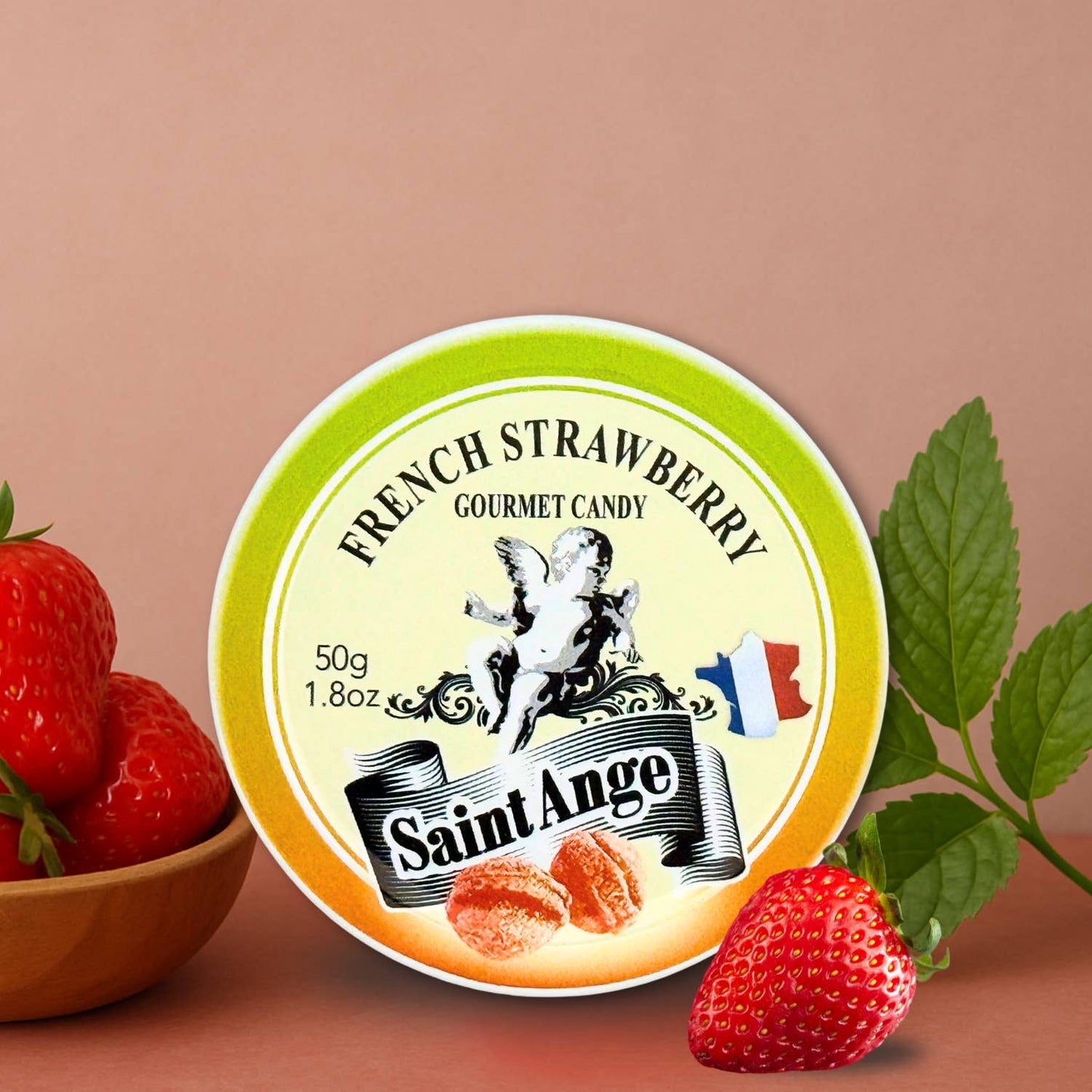 Saint-Ange Jordbærpastiller 50g - Traditionelle Franske Slik Bonbon-France
