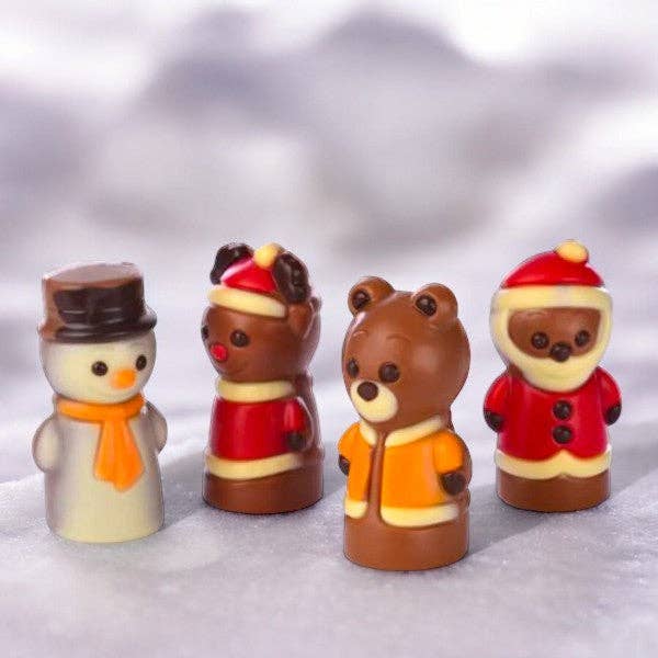 Gaveæske med 4 stk MINI chokolade figurer - 40g