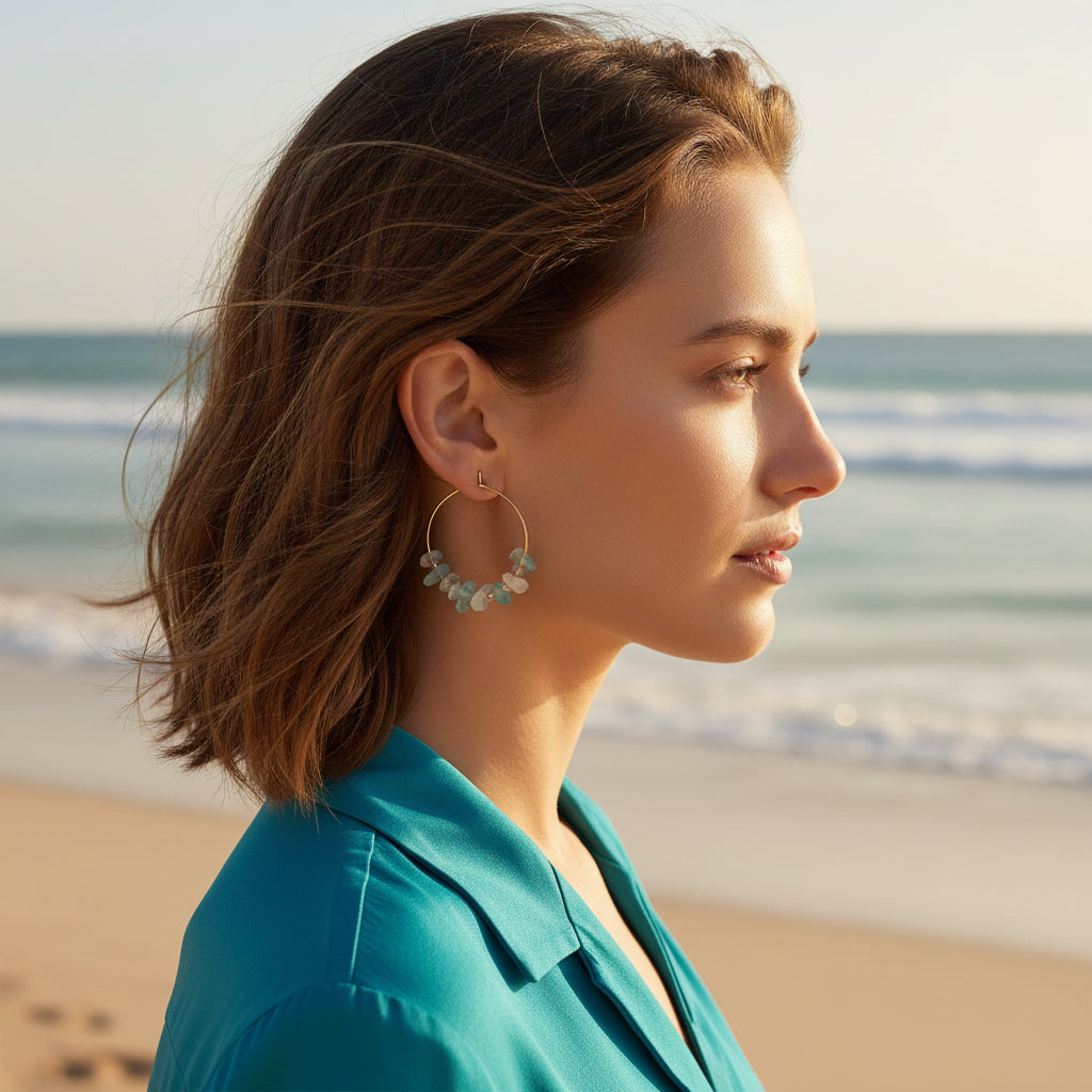 Øreringe Creoler Aquamarine GINANDGER