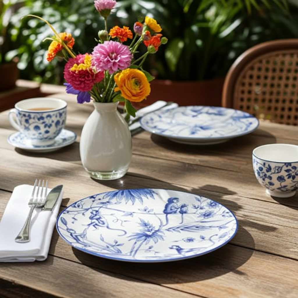 Brød- og smørtallerken med aber – Ø 15 cm | Heinen Delfts Blauw Tallerkener Heinen Delfts Blauw