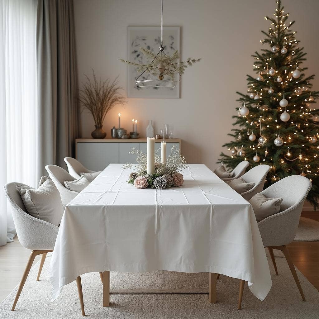 Damaskdug Hvid Liso – 100% Bomuld, Jacquardvævet Dug Bamar Lifestyle