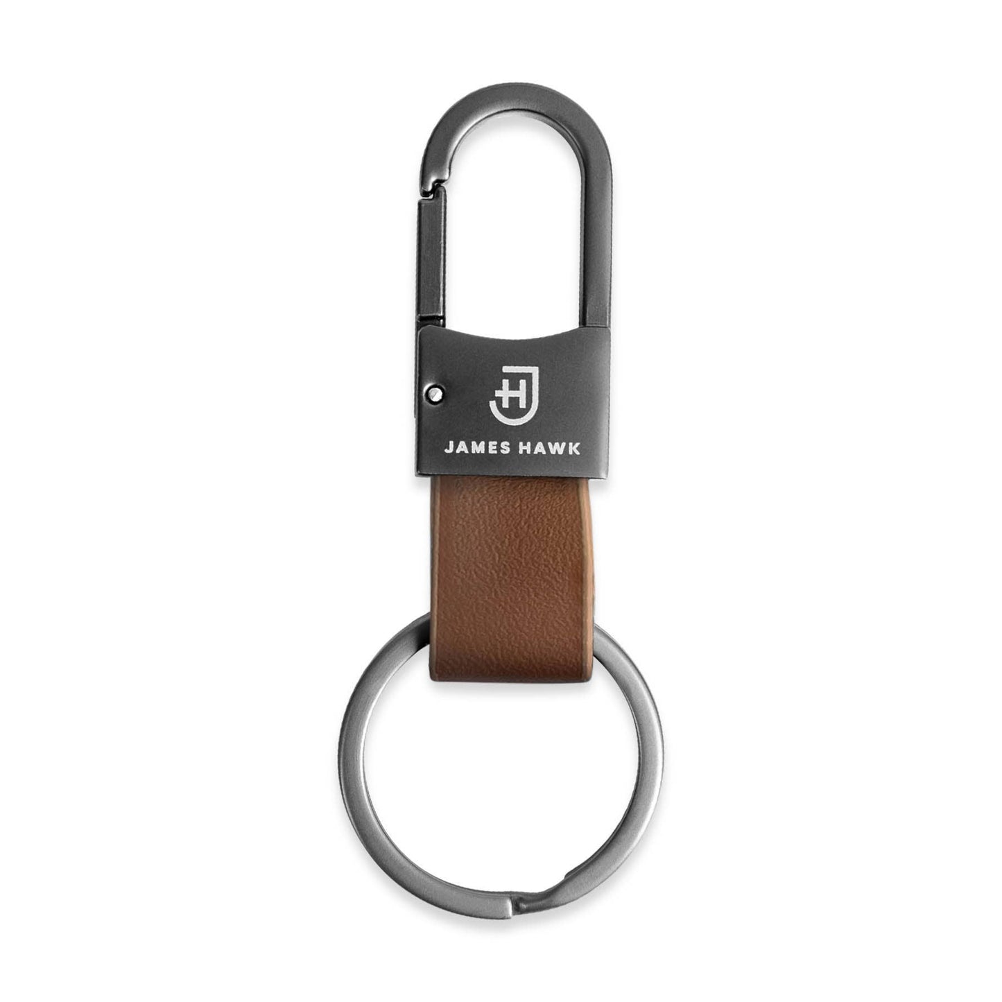 Nøglering i Naturlæder med Karabinhage - Gunmetalgrå | James Hawk Apparel & Accessories James Hawk Kamel