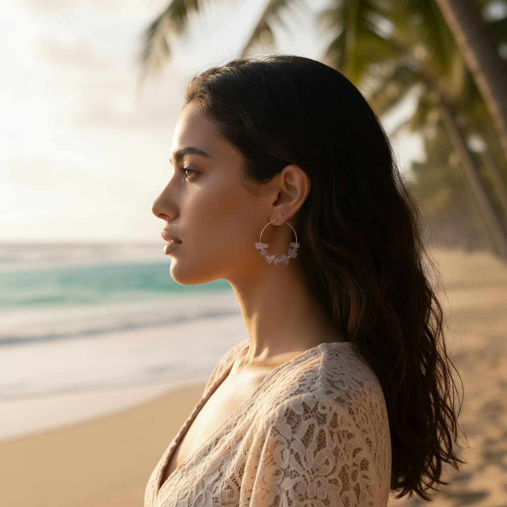 Øreringe Creoler Ametyst - Prisca GINANDGER