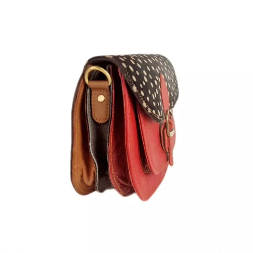 Skuldertaske i ægte læder ROND FUNKI - Saora Saora