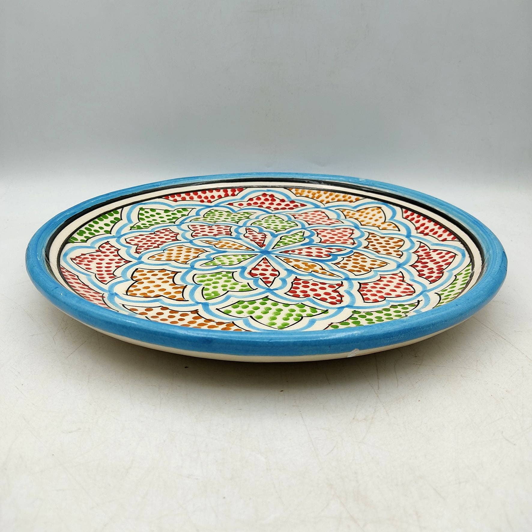 Håndlavet Marokkansk Terracotta Tallerken 28cm - Etnisk Keramik fra Safi Etnico Arredo
