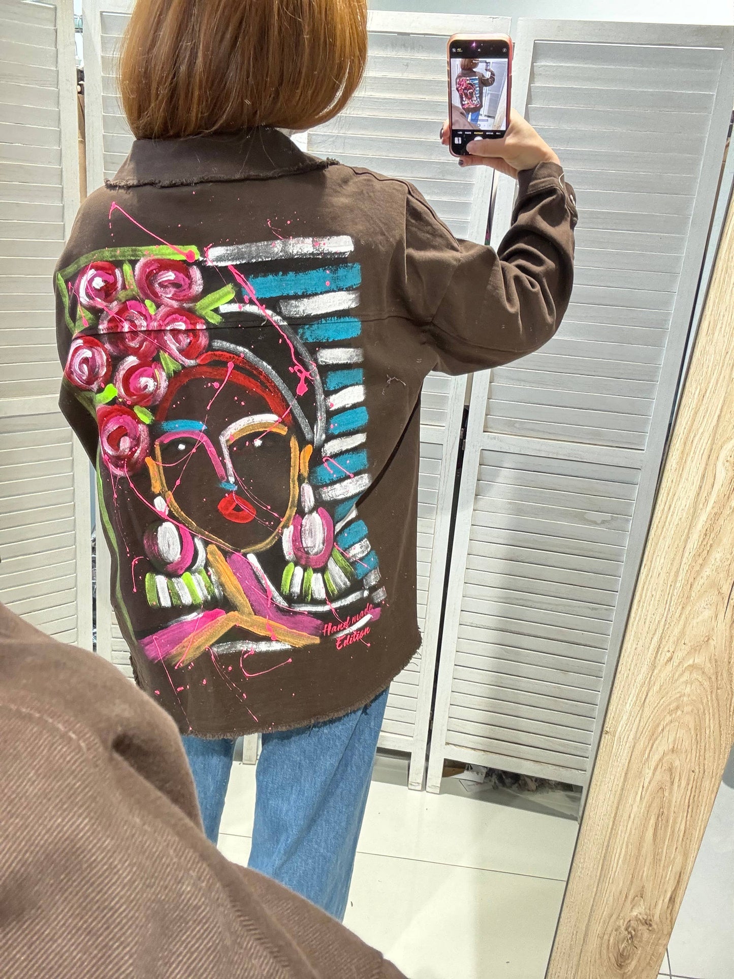 Oversize Jakke med Print Brun - Blødt Denim | VICTORIA&ISAAC VICTORIA&ISAAC