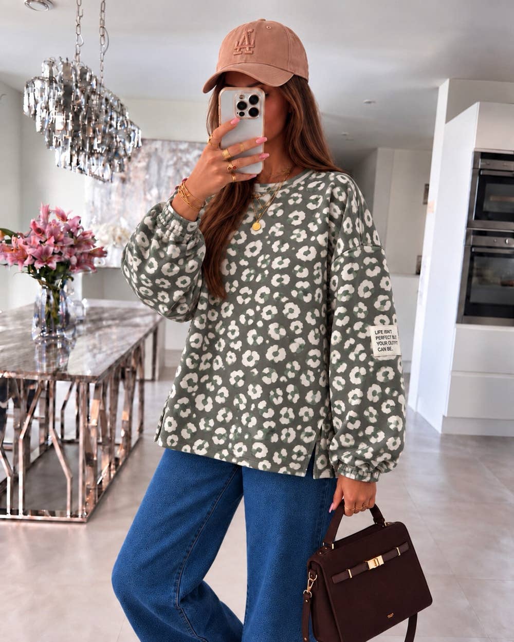 Oversized leopard sweat i blankt stof fås i flere farver Apparel & Accessories ISSYMA khaki