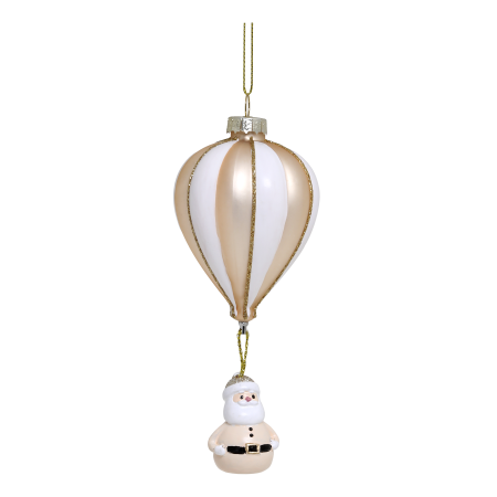 Luftballon med julemand til ophæng – Champagne – H13/Ø5,5 cm – Håndmalet