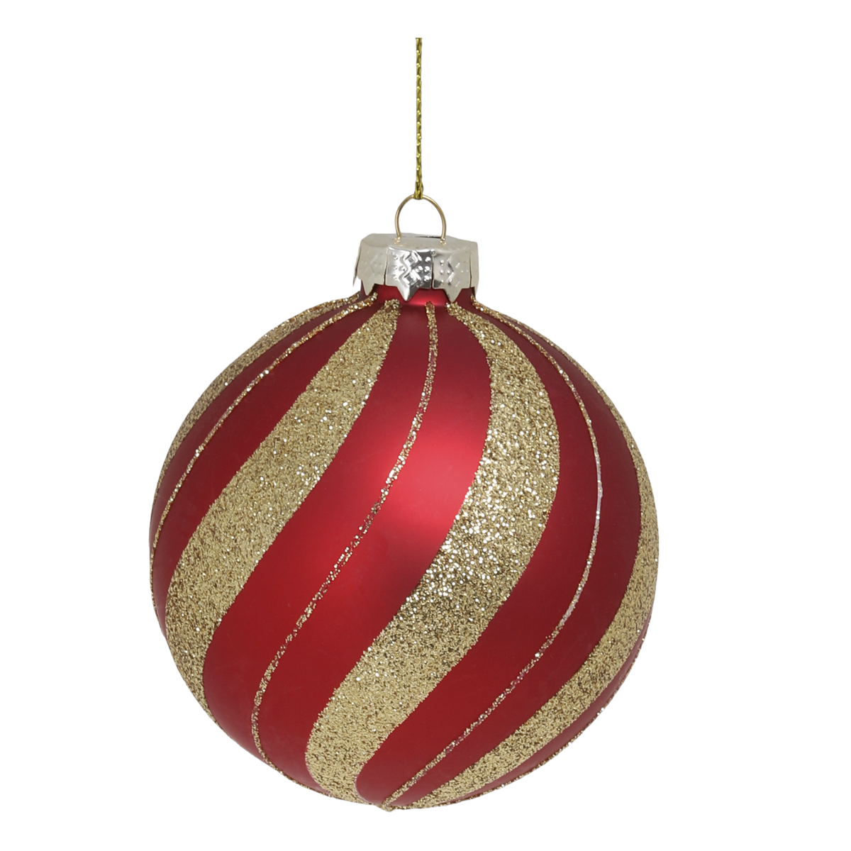 Julekugle i glas – Antique Cherry med guldglitter – Ø 8 cm
