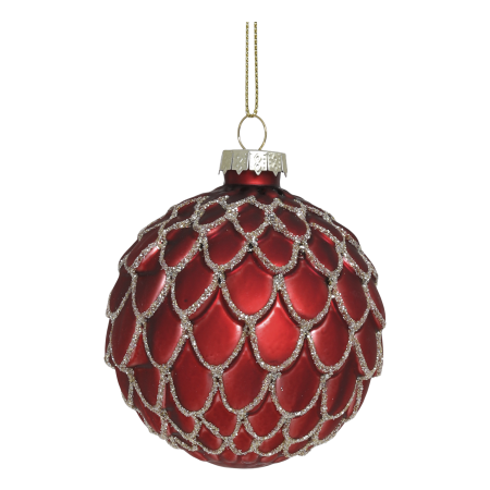 Julekugle med guldmønster – Antique Cherry – Ø8 cm – Håndmalet glas Julepynt Chic Antique