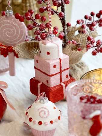 Candy julepakker til ophæng – Pink Lady – H11 cm – Håndmalet