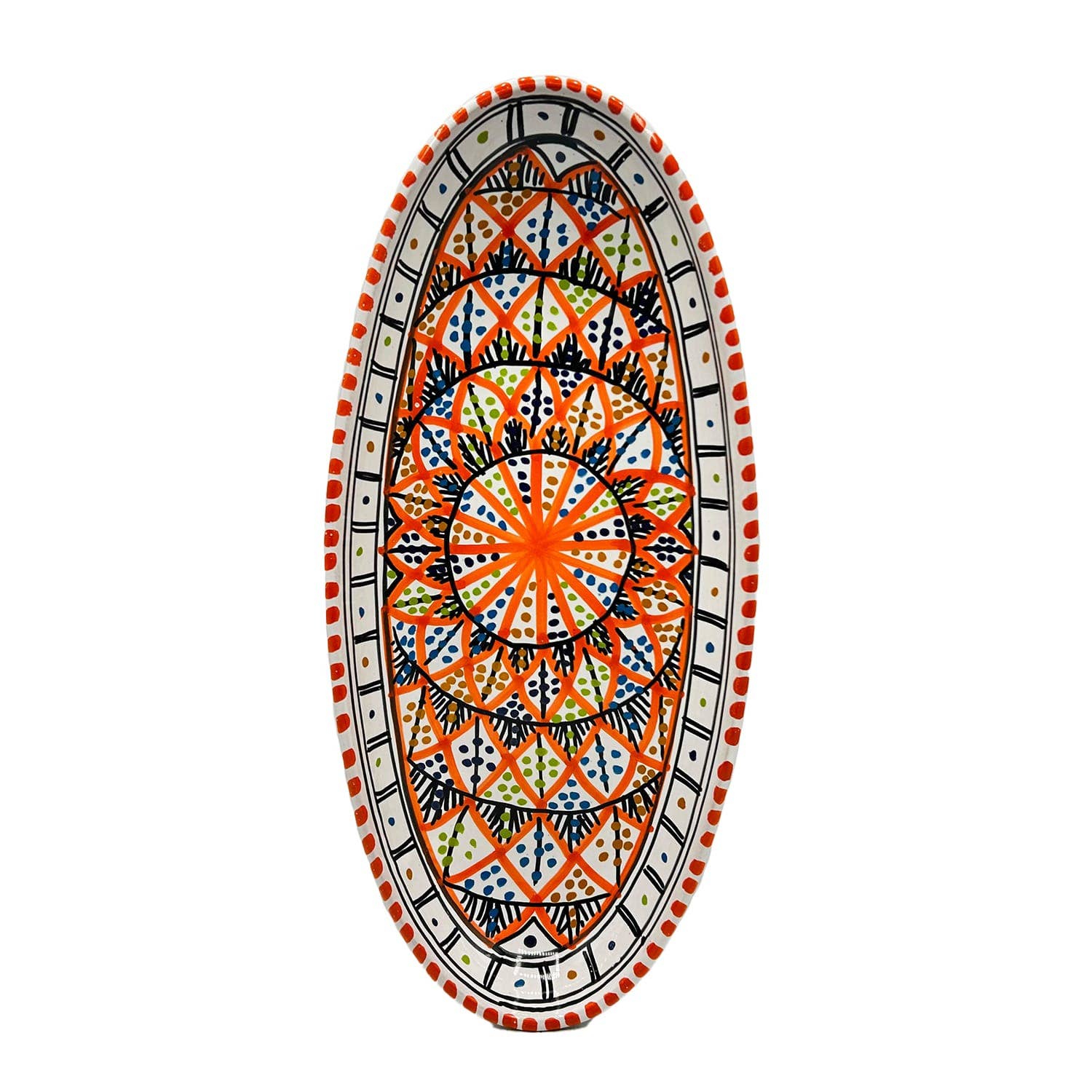 Håndmalet Tunesisk Keramikfad Orange - 40x20 cm Etnico del Mondo