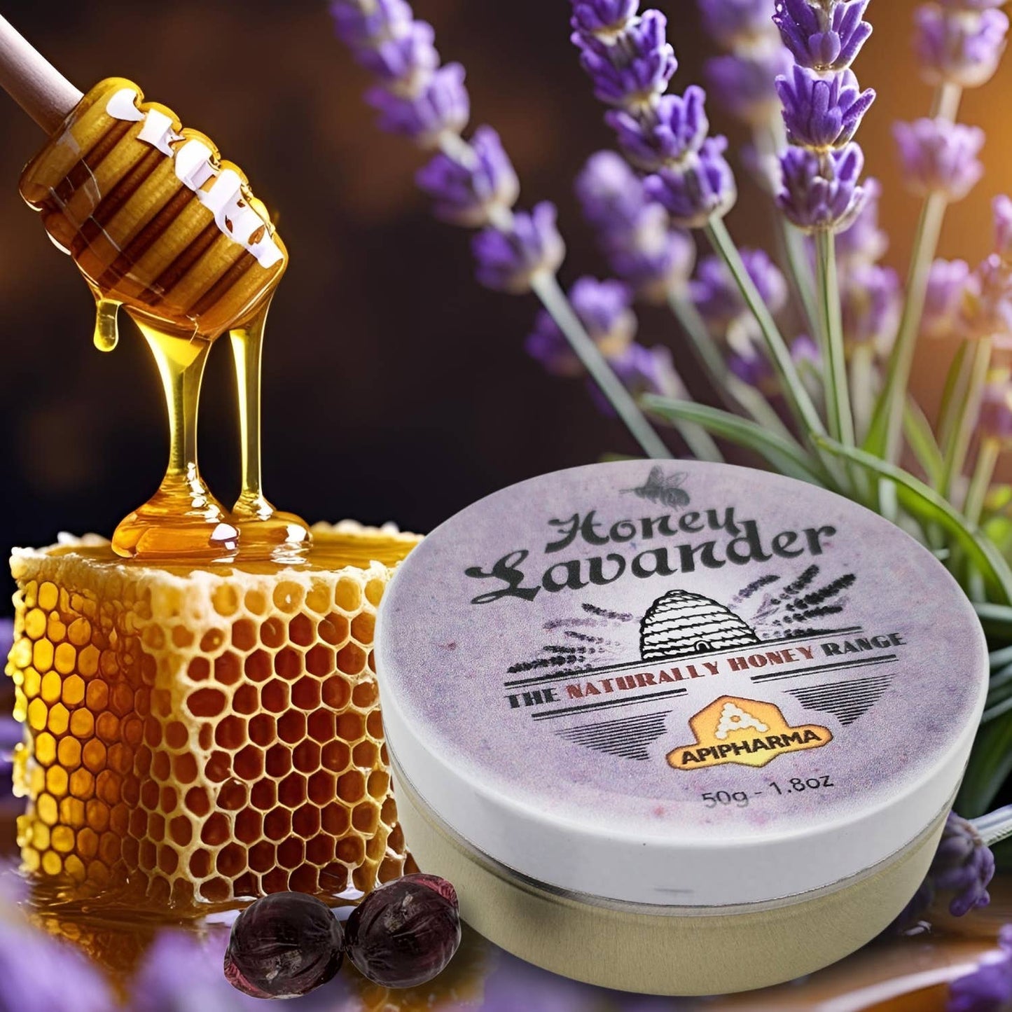 Lavendel Honning Pastiller 45g - François Groslière Design i Metalæske Bonbon-France