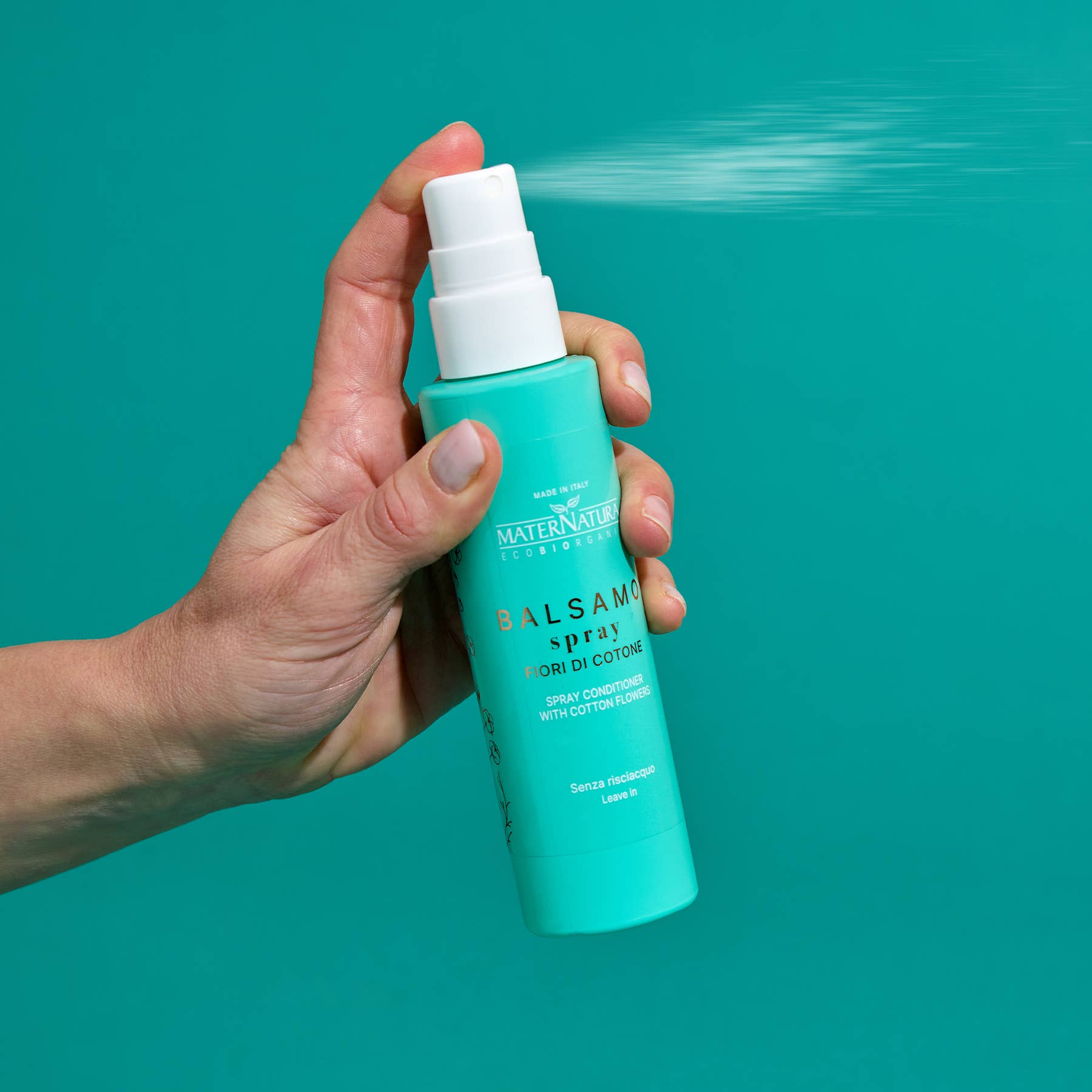 Leave-In Balsamspray 150ml – Bomuldsblomster til Glat Hår MaterNatura