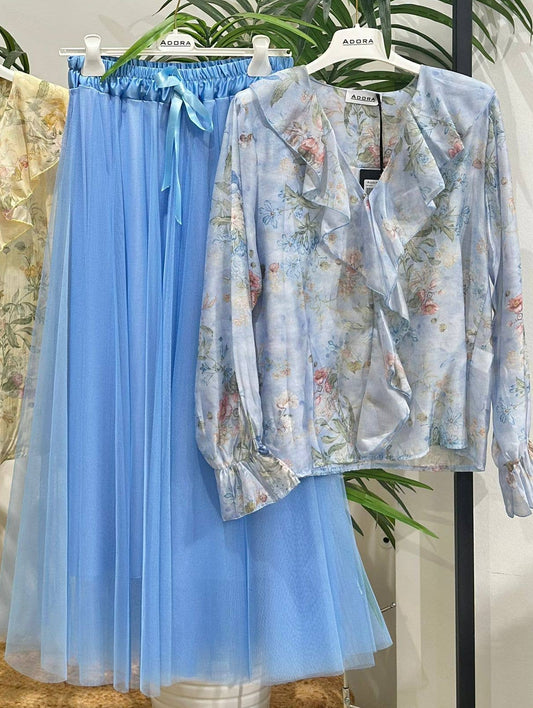 Tylnederdel - Elegant Midi ADORA lyseblå One-size