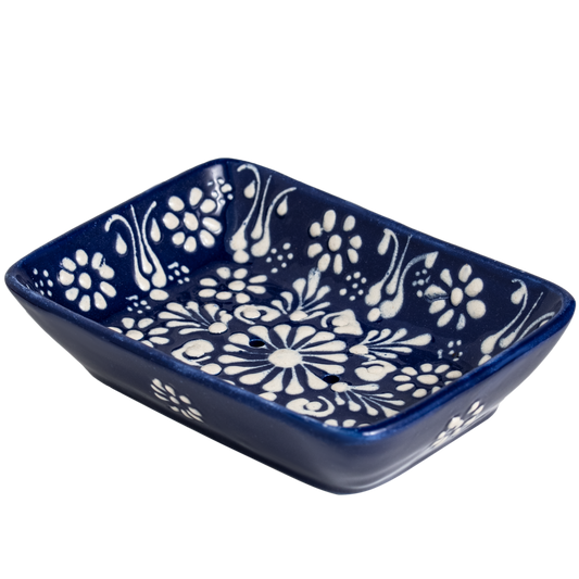 Håndlavet Keramisk Sæbeskåle med Dræn - Farverig Håndmalet Sæbeholder sæbeskål Ottoman