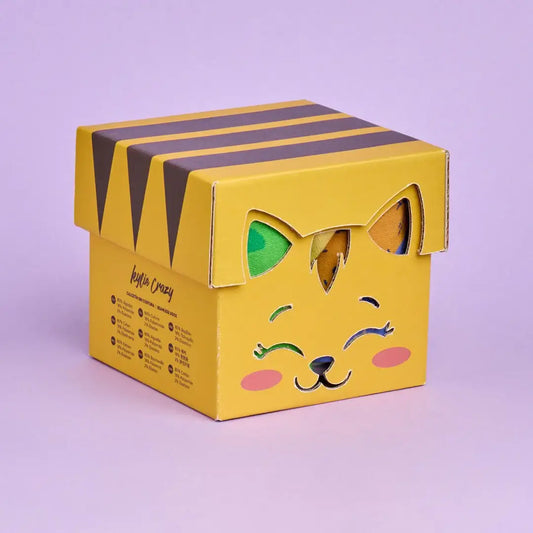 Originalpakke med 3 par katte-strømper + killingekasse KYLIE CRAZY