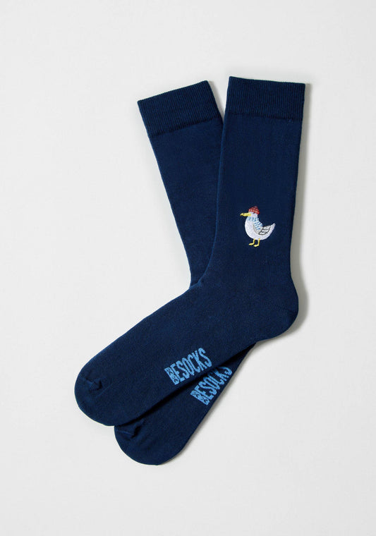 BeSeagull Broderi - 100% Økologiske Bomuldsstrømper