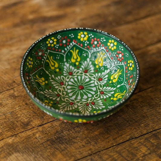 Håndlavet Tyrkisk Keramikskål med Relief grøn - Ø16 cm Etnico del Mondo