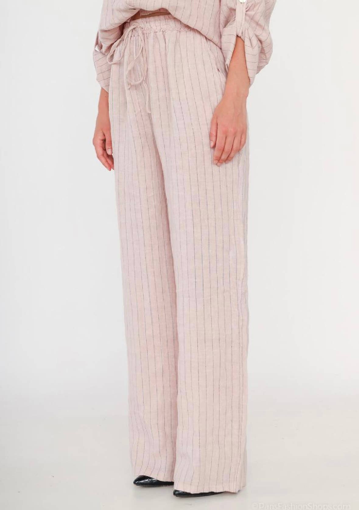 Bukser i 100% Hør Sort Stribet - One Size 38-42 | LÉA & LUC LÉA & LUC