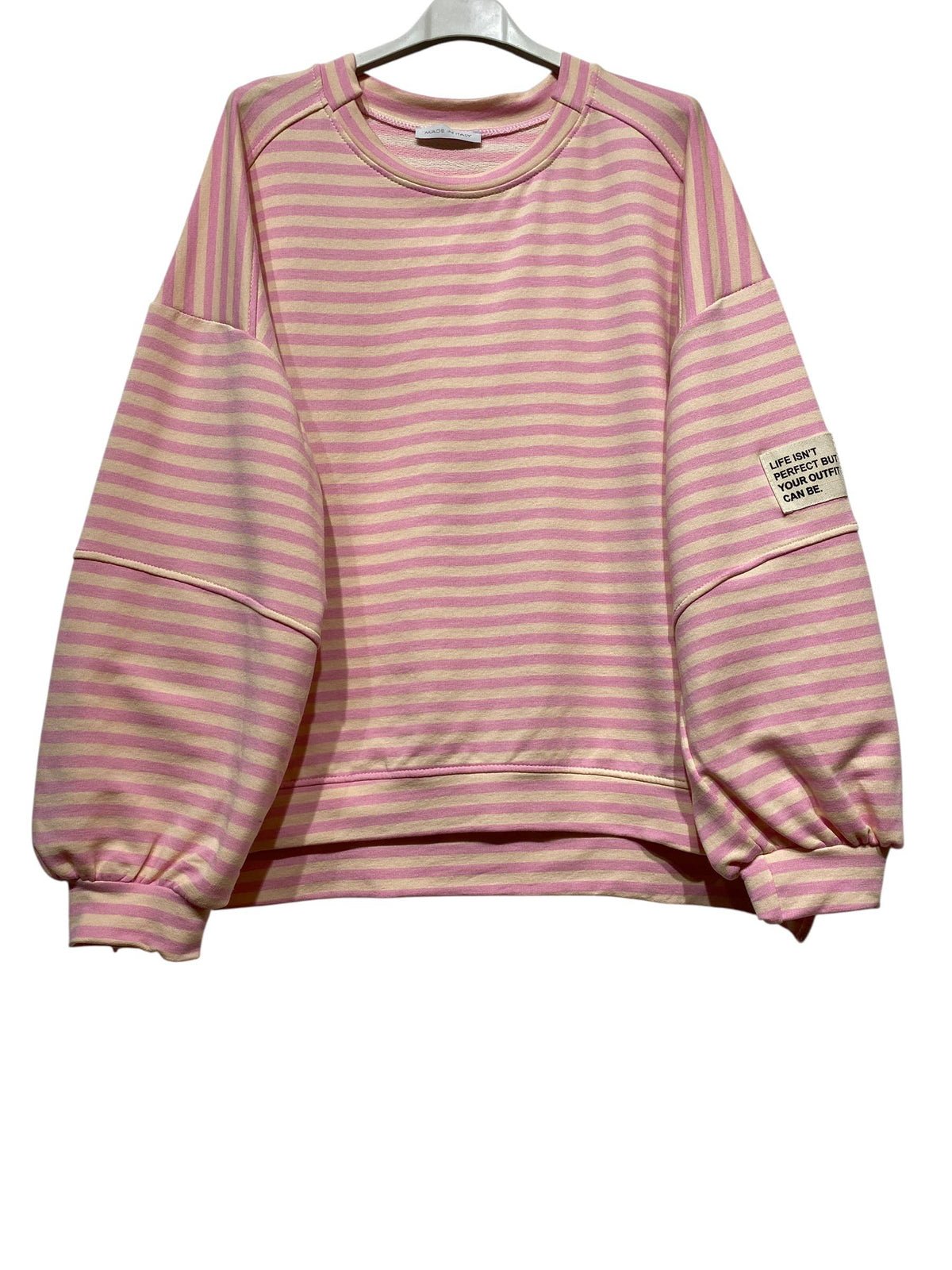 Stribet Oversize sweatshirt - fås i flere farver LINEN & COTTON HOUSE GAMMEL LYSERØD