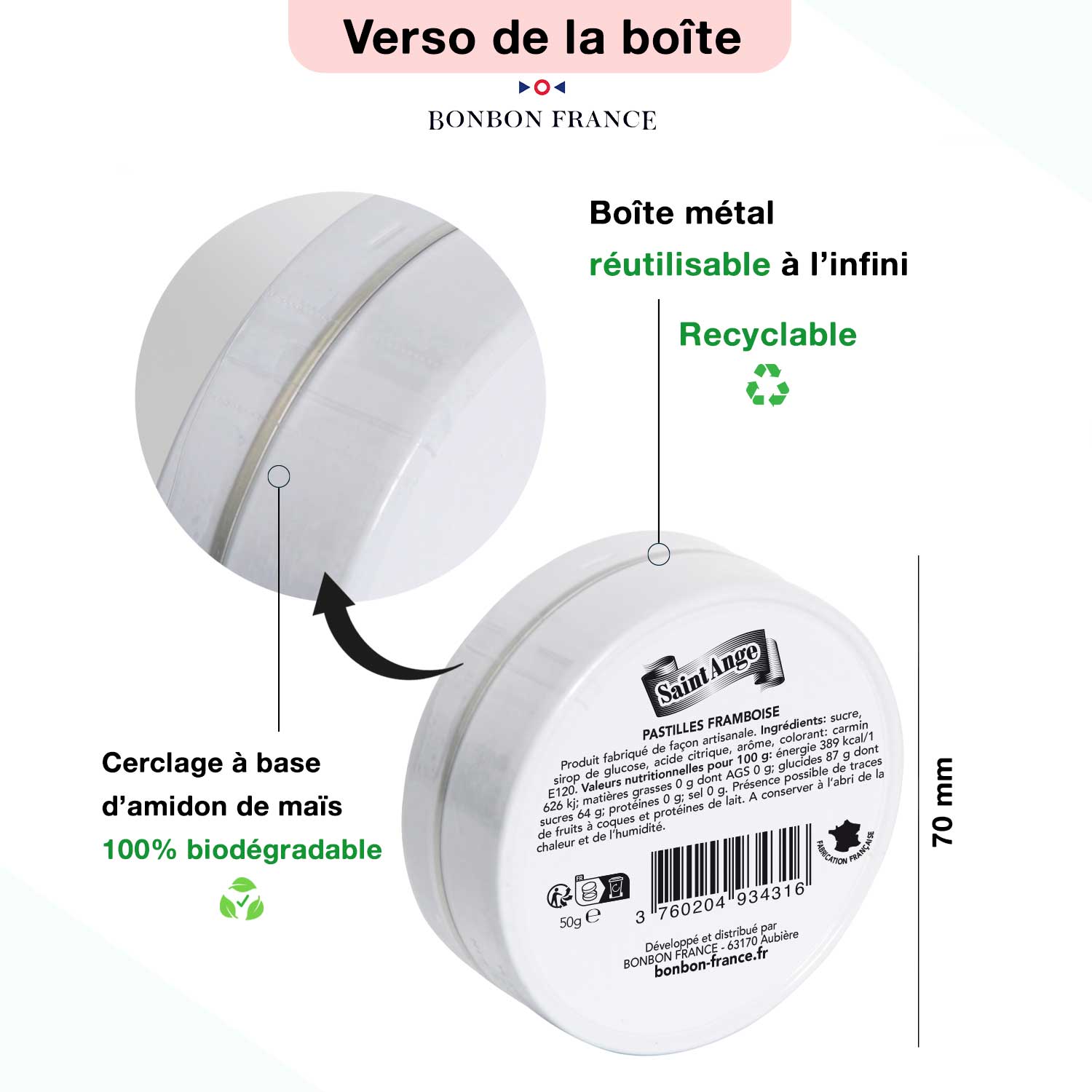 Saint-Ange Framboise - Traditionelle Franske Hindbærslik Bonbon-France