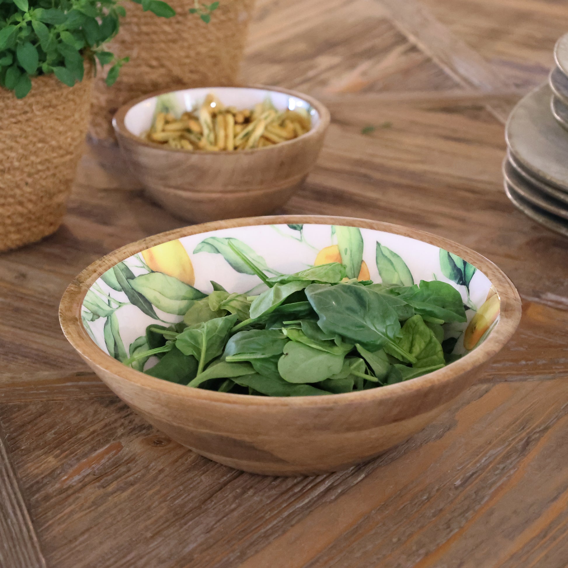 Skål m. Citroner – Mangotræ – Ø25 cm | Chic Antique Skåle Chic Antique