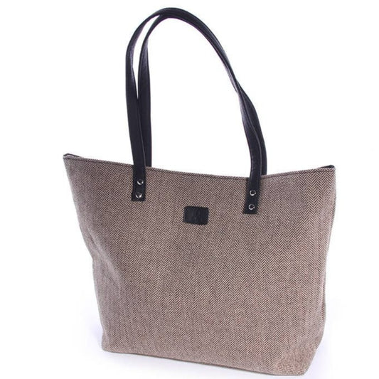 Stor dame Tweed håndtaske Brown Herringbone fra Celtic Ore Crafts