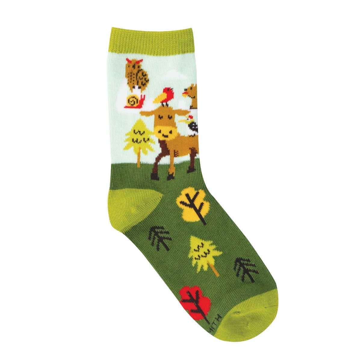 Børnesokker med elg og venner – grøn – 4-7 år | Socksmith Socksmith Europe
