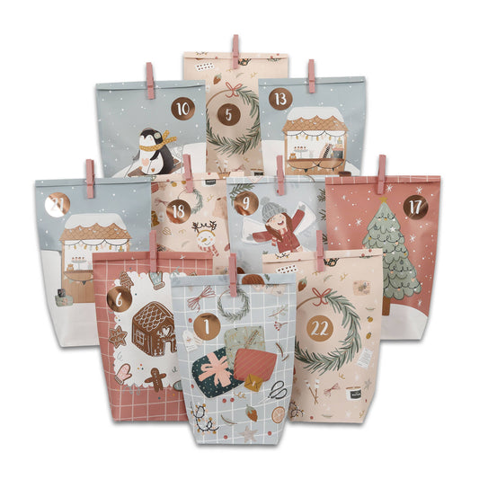 DIY Pakkelander - Isblå og Brun - 24 Poser