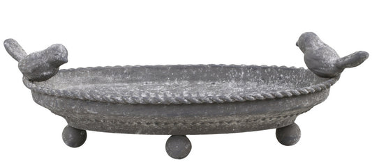Fuglebad med 2 Fugle i Antik Zink - Chic Antique Havedekoration Chic Antique Default Title