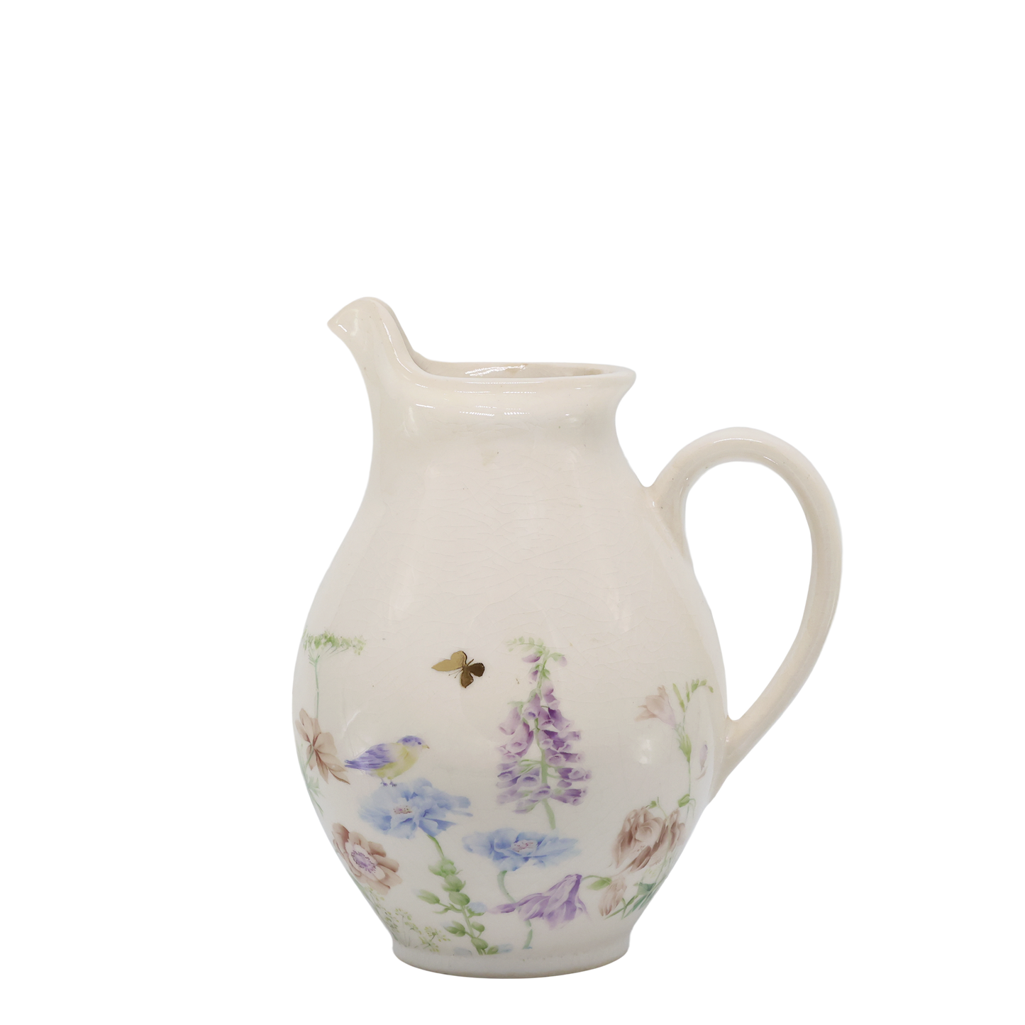 Håndlavet keramikkande med blomster – Papillon | Creme