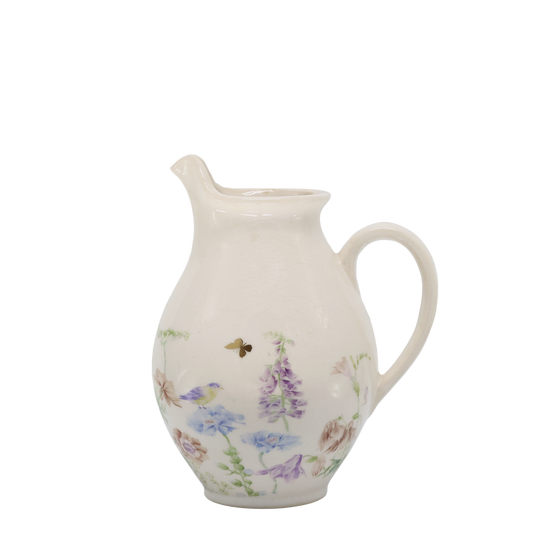 Håndlavet keramikkande med blomster – Papillon | Creme Chic Antique