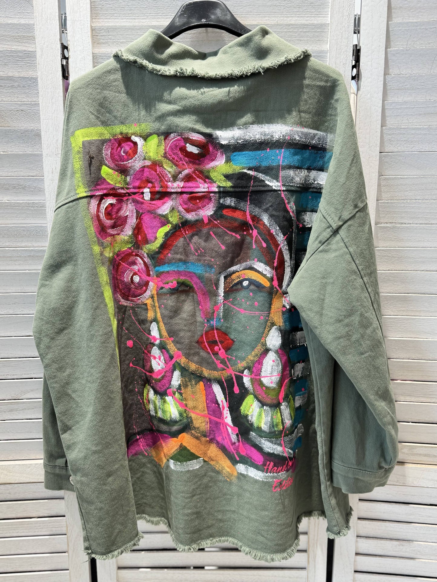 Oversize Jakke med Print Khaki - Blødt Denim | VICTORIA&ISAAC VICTORIA&ISAAC