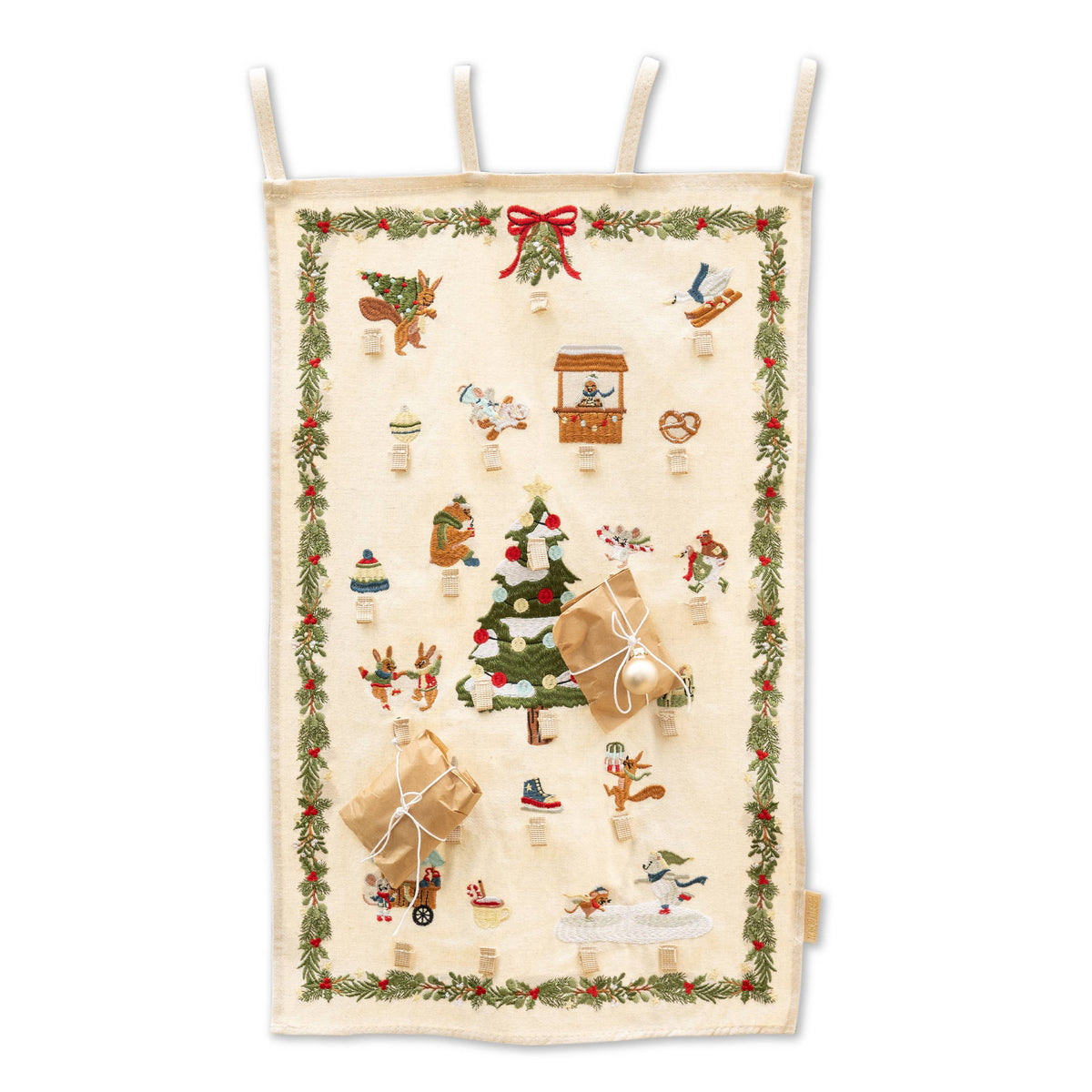 Adventskalender med vinterdyr og løkker – 40 × 71,5 cm | Papierdrachen Juledekoration Papierdrachen