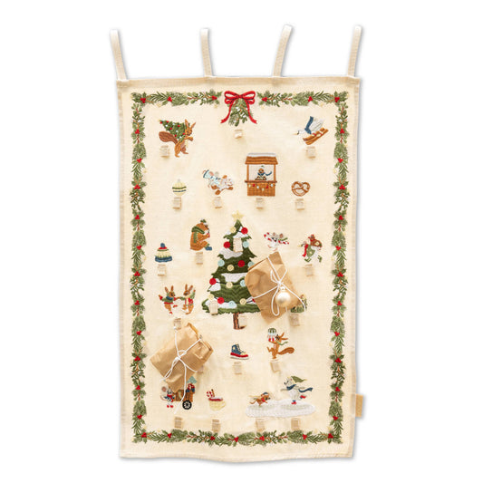 Adventskalender med vinterdyr og løkker – 40 × 71,5 cm | Papierdrachen Juledekoration Papierdrachen