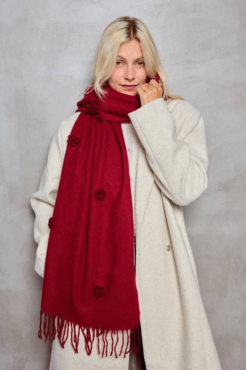 Tørklæde med broderede blomster FL216DF BYREN | ÉLINE L'ATELIER